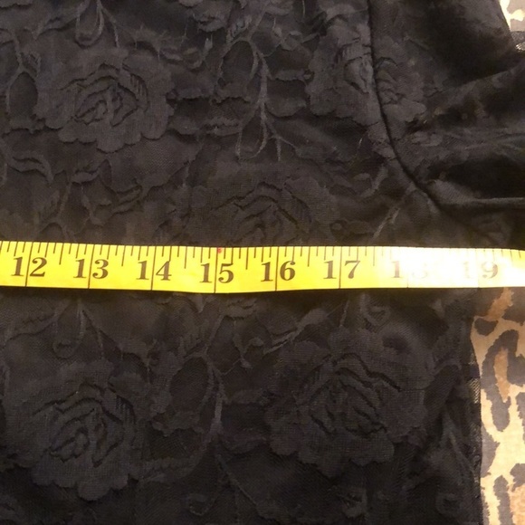 My Michelle size XXL black long sleeve top with lace overlay faux leather trim - Picture 6 of 9